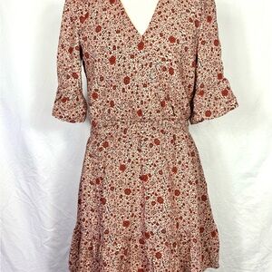 Sadie & Sage Burgundy Floral Long Sleeve Dress